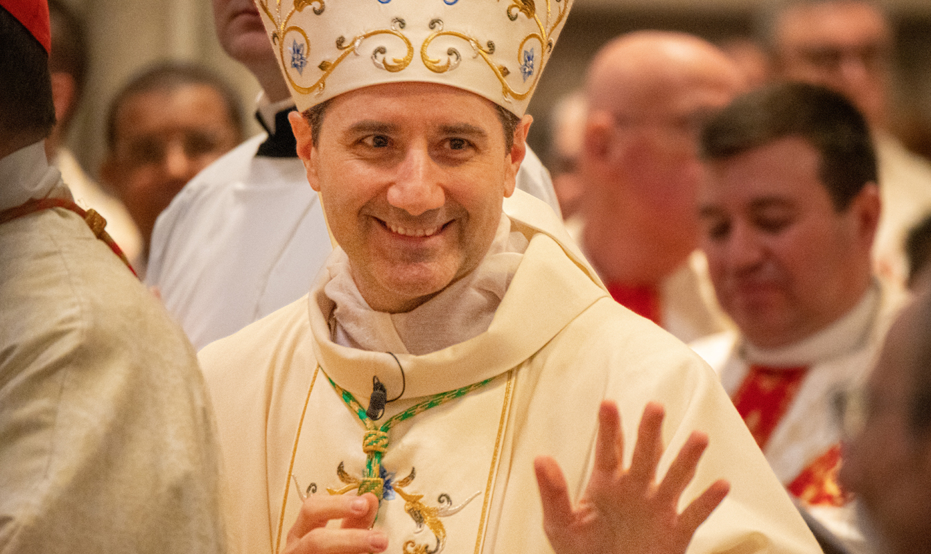 Archbishop Francis Leo waving